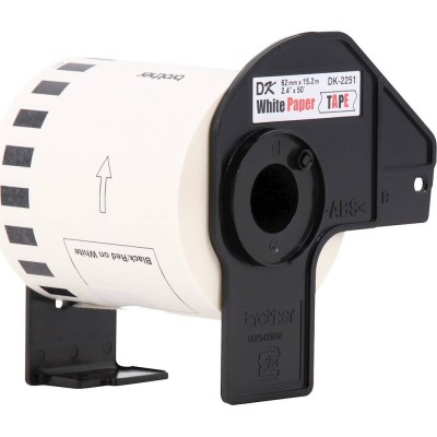 Cinta Brother DK-2251 Continuo 62mm x 15mts Negro/Rojo Sobre Blanco