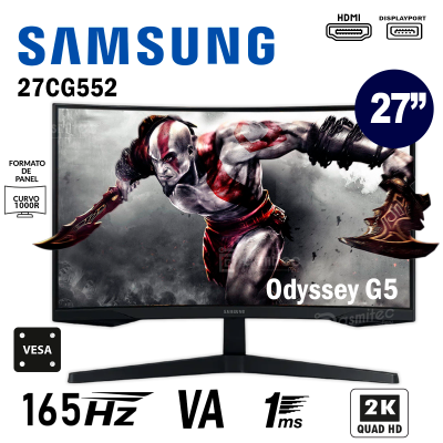 Monitor Samsung Odyssey G5 LS27CG552ELXPE 27" QHD 2K 165HZ 1MS VA