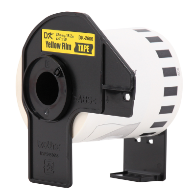 Cinta Brother DK-2606 Continuo 62mm x 15mts Negro Sobre Amarillo