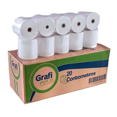 Rollo de Papel Contómetro Térmico, Grafipapel, 80mm x 83m, 55 gramos