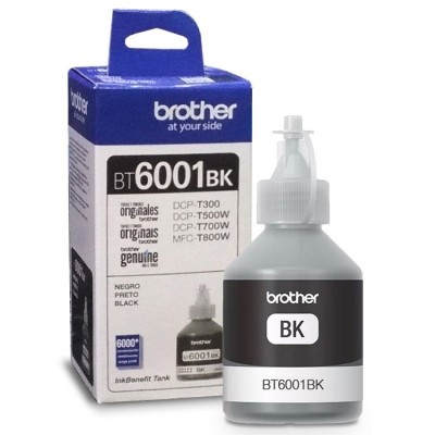 Botella de Tinta Original Brother BT6001BK Negro, 108ml, Rendimiento (6,000 Págs al 5%), Compatible Serie T