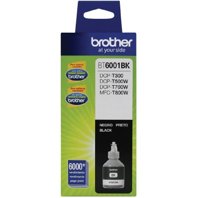 Botella de Tinta Original Brother BT6001BK Negro, 108ml, Rendimiento (6,000 Págs al 5%), Compatible Serie T