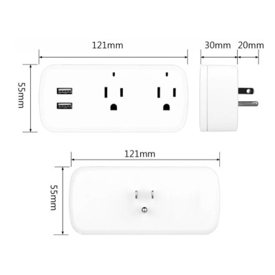 Tomacorriente inteligente TEROS TE9102W, incluye 2 x tomas / 2 x USB / Wi-Fi, color blanco