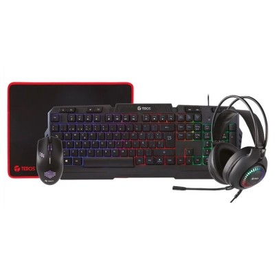 Combo Teros TE-4063N, Teclado Multimedia, Mouse, Headset, Mouse Pad.