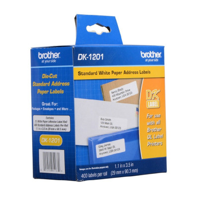 Cinta Brother DK-1201 Rollo Pre Cortado 29mm x 90mm - 400 Etiquetas