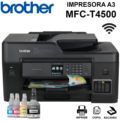 Impresora Multifuncional A3 Brother MFC-T4500DW WiFi RED Duplex ADF