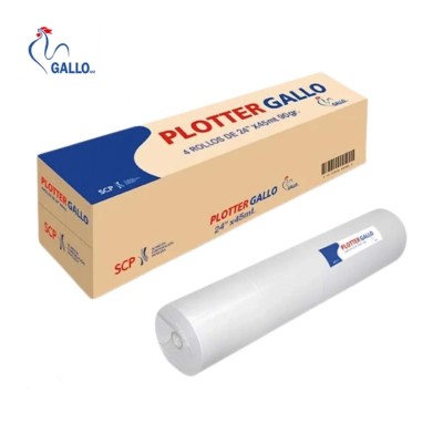 Rollo de papel Plotter Bond Gallo, 80gr, 24 pulgadas x 45 metros, Núcleo 2"