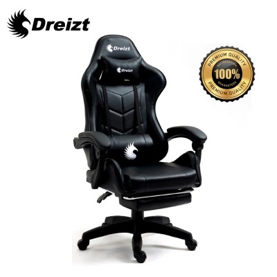 Silla Gamer Ergonómica Dreizt Shine Series Negro Con Posapies Reclinable