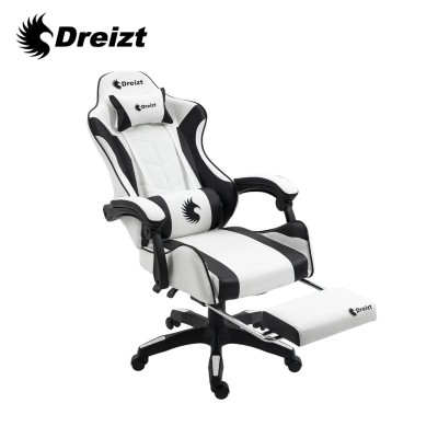 Silla Gamer Ergonómica Dreizt Shine Series Blanca Con Posapies Reclinable