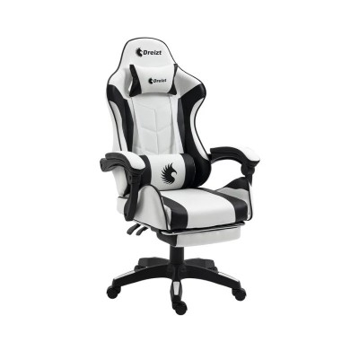 Silla Gamer Ergonómica Dreizt Shine Series Blanca Con Posapies Reclinable
