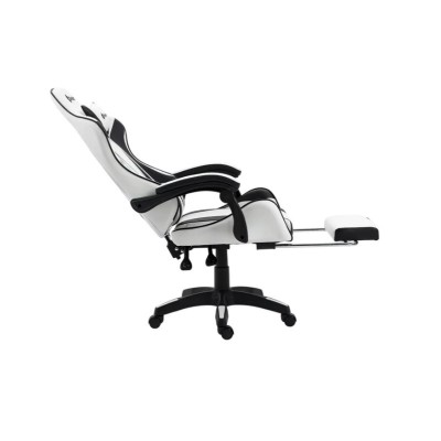 Silla Gamer Ergonómica Dreizt Shine Series Blanca Con Posapies Reclinable