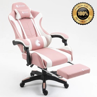 Silla Gamer Ergonómica Dreizt Shine Series Rosada Con  Posapies Reclinable