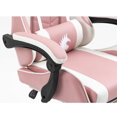Silla Gamer Ergonómica Dreizt Shine Series Rosada Con  Posapies Reclinable