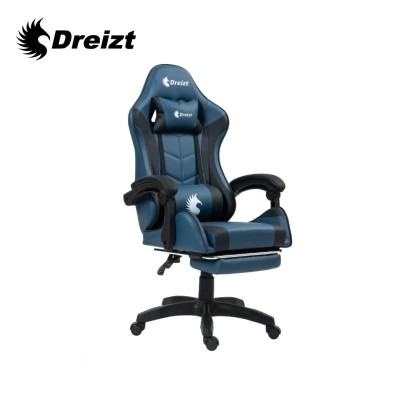 Silla Gamer Ergonómica Dreizt Shine Series Azul Indigo Con Posapies Reclinable