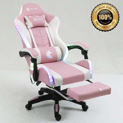 Silla Gamer Ergonómica Dreizt Shine RGB Series Rosado Luces Con Posapies  Reclinable