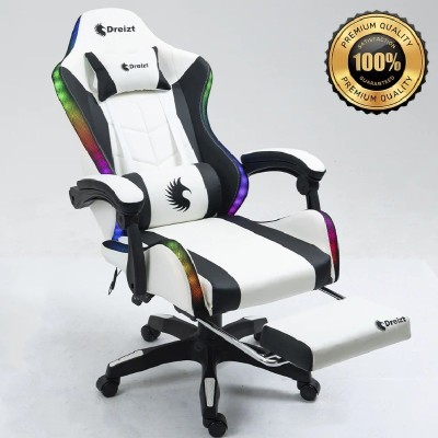 Silla Gamer Ergonómica Dreizt Shine RGB Series Blanco Luces Con Posapies Reclinable