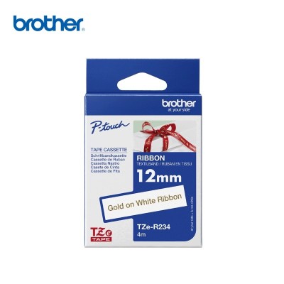 CINTA BROTHER TEXTIL TZER234 DORADA SOBRE BLANCO 12MM X 4M