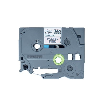 CINTA BROTHER LAMINADA TZEMQE31 NEGRO SOBRE ROSA PASTEL 12MM X 4M