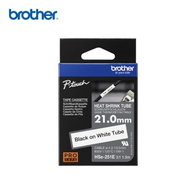Cinta Termocontraible Brother HSE-251E Negro Sobre Blanco 21mm x 1.5m