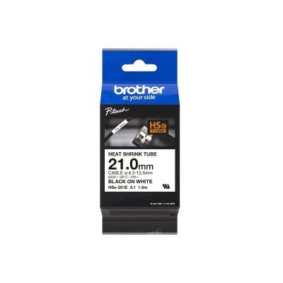 Cinta Termocontraible Brother HSE-251E Negro Sobre Blanco 21mm x 1.5m