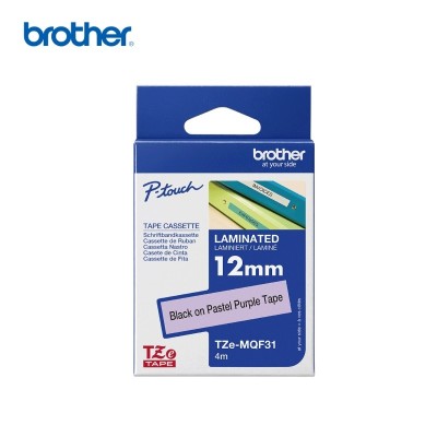 CINTA BROTHER LAMINADA TZEMQF31 NEGRO SOBRE LILA 12MM X 4M
