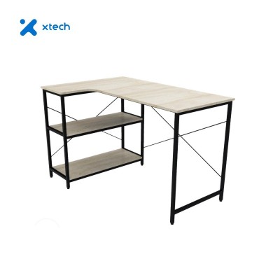 Escritorio Gaming Xtech XTF-CD186, Estructura en L, 2 estantes, Roble oscuro (Mesa para PC/Laptop)