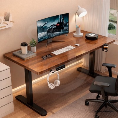 Escritorio Eléctrico DP Gamer IC04 Brown Altura Regulable 140x60 Base Negra