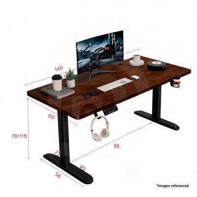 Escritorio Eléctrico DP Gamer IC04 Brown Altura Regulable 140x60 Base Negra
