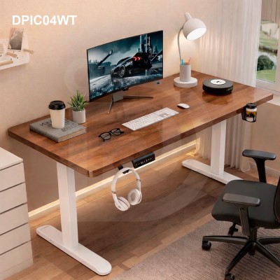 Escritorio Eléctrico DP Gamer IC04 Brown Altura Regulable 140x60 Base Blanca