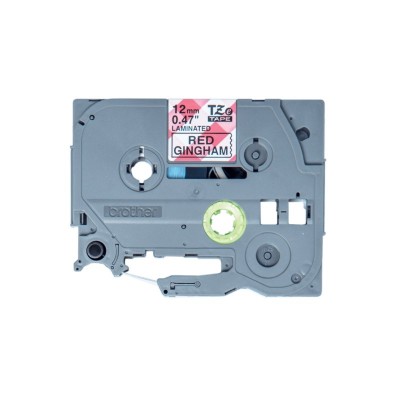 CINTA BROTHER LAMINADA TZEMPRG31 NEGRO SOBRE ROJO AJEDREZ 12MM X 4M