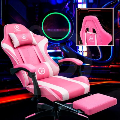 Silla DP Gamer IC03 Rosado  con Reposapiés y Reclinable