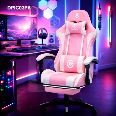 Silla DP Gamer IC03 Rosado  con Reposapiés y Reclinable
