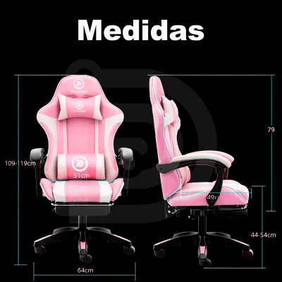 Silla DP Gamer IC03 Rosado  con Reposapiés y Reclinable