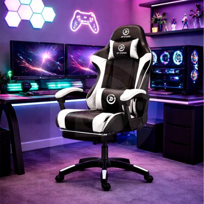Silla DP Gamer IC03 Blanco con Reposapiés y Reclinable