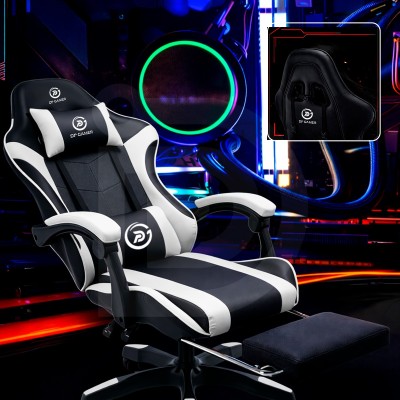 Silla DP Gamer IC03 Blanco con Reposapiés y Reclinable