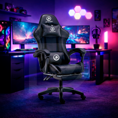 Silla DP Gamer IC03 Negro con Reposapiés y Reclinable