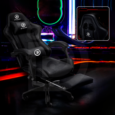 Silla DP Gamer IC03 Negro con Reposapiés y Reclinable