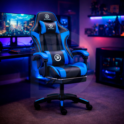 Silla DP Gamer IC03 Azul con Reposapiés y Reclinable