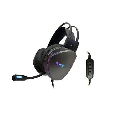 Audifonos Gaming TEROS TE-8170N estéreo 7.1, micrófono, Negro, Luces RGB