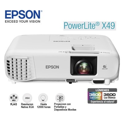 Proyector Epson PowerLite X49, 3600 Lúmenes XGA, Tecnología 3LCD