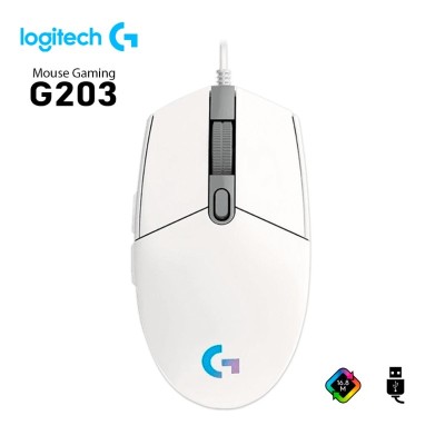 MOUSE GAMING LOGITECH G203 LIGHTSYNC RGB WHITE