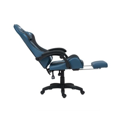 Silla Gamer Ergonómica Dreizt Shine Series Azul Indigo Con Posapies Reclinable