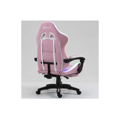 Silla Gamer Ergonómica Dreizt Shine RGB Series Rosado Luces Con Posapies  Reclinable
