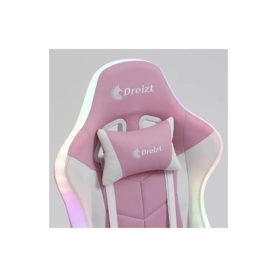 Silla Gamer Ergonómica Dreizt Shine RGB Series Rosado Luces Con Posapies  Reclinable