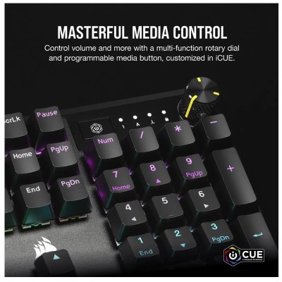 Teclado Mecánico Corsair K70 CORE RGB, Switch Red, Español, Negro