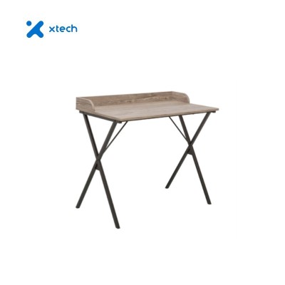 Mesa de Escritorio Xtech - Desk XTF-CD202de 1 nivel, estructura en X de metal negro y tabla color marrón canela