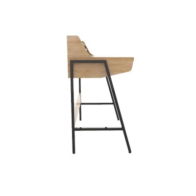 Mesa de Escritorio Xtech - Desk XTF-CD184 de 1 nivel, estructura de metal negro y superficie de madera color haya
