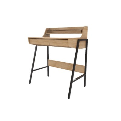 Mesa de Escritorio Xtech - Desk XTF-CD184 de 1 nivel, estructura de metal negro y superficie de madera color haya