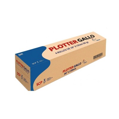 Rollo de papel Plotter Bond Gallo 90gr, 36 pulgadas x 150 metros, Núcleo 3"