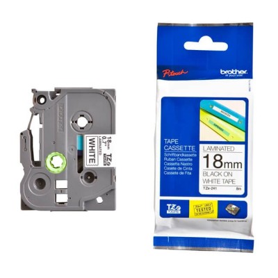 Cinta Brother TZE-241 Negro Sobre Blanco 18mm x 8m